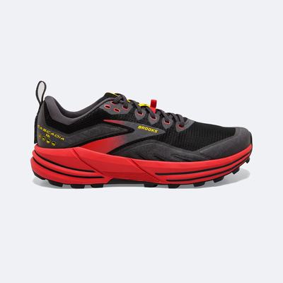 Brooks Cascadia 16 Erkek Trail Koşu Ayakkabısı Siyah/Kırmızı/Sarı | TR-154073