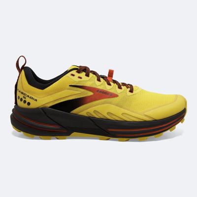 Brooks Cascadia 16 Erkek Trail Koşu Ayakkabısı Sarı/Siyah | TR-297860