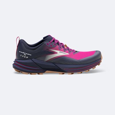 Brooks Cascadia 16 Kadın Trail Koşu Ayakkabısı Lacivert/Pembe | TR-580964