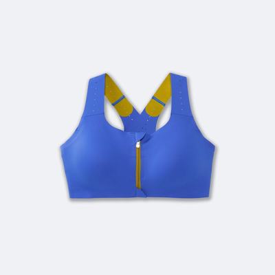 Brooks Dare Zip Run Bra 2.0 Kadın Spor Sütyeni Mavi/Altın | TR-564019