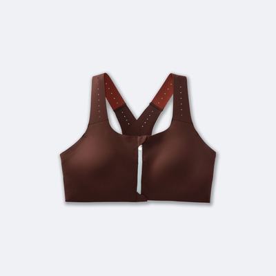 Brooks Dare Zip Run Bra 2.0 Kadın Spor Sütyeni Çikolata/Mavi/Bakır | TR-916284