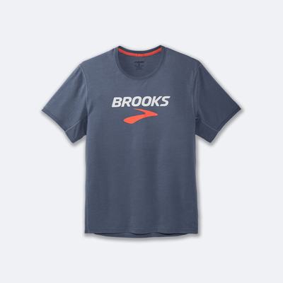 Brooks Distance Baskılı Short Sleeve Erkek Tişört Gri | TR-274501