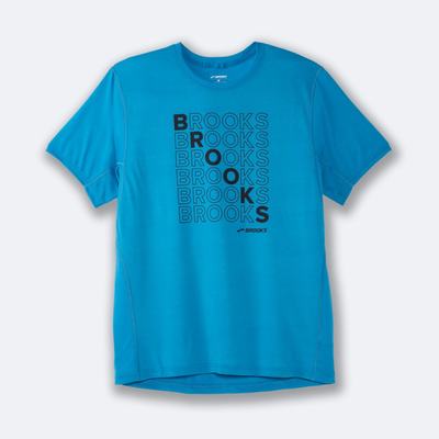 Brooks Distance Baskılı Short Sleeve Erkek Tişört Mavi | TR-594261