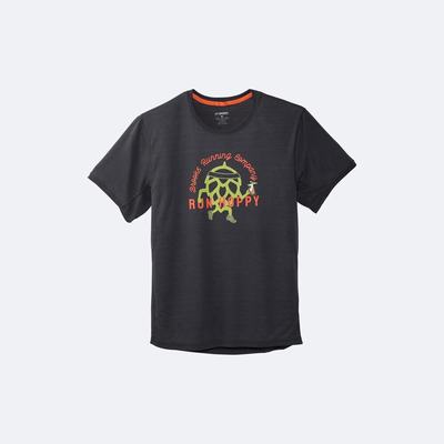 Brooks Distance Baskılı Short Sleeve Erkek Tişört Gri | TR-851493