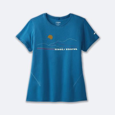 Brooks Distance Short Sleeve 2.0 Kadın Tişört Mavi | TR-394678