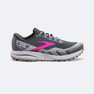 Brooks Divide 3 Kadın Trail Koşu Ayakkabısı Gri/Pembe | TR-019648