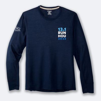 Brooks Houston23 Distance Long Sleeve 2.0 Erkek Tişört Lacivert | TR-653724