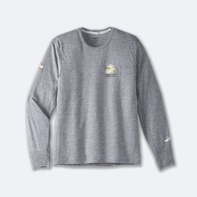 Brooks MCM22 Distance Baskılı Long Sleeve Erkek Tişört Gri | TR-128743