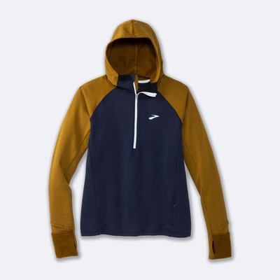 Brooks Notch Thermal 2.0 Kadın Kapüşonlu Sweatshirt Zeytin Yeşili/Lacivert/Mavi | TR-015869