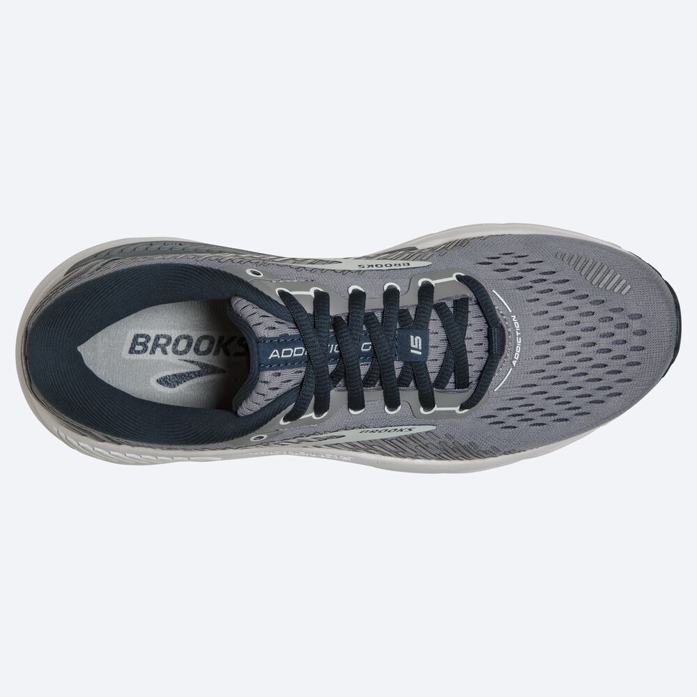 Brooks Addiction GTS 15 Kadın Koşu Ayakkabısı Gri/Lacivert/Açık Turkuaz | TR-634182