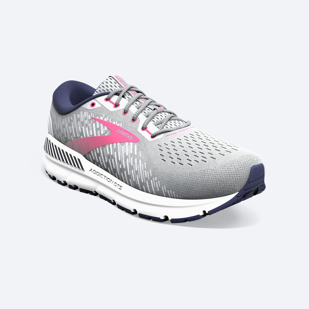 Brooks Addiction GTS 15 Kadın Koşu Ayakkabısı Gri/Lacivert/Pembe | TR-812340