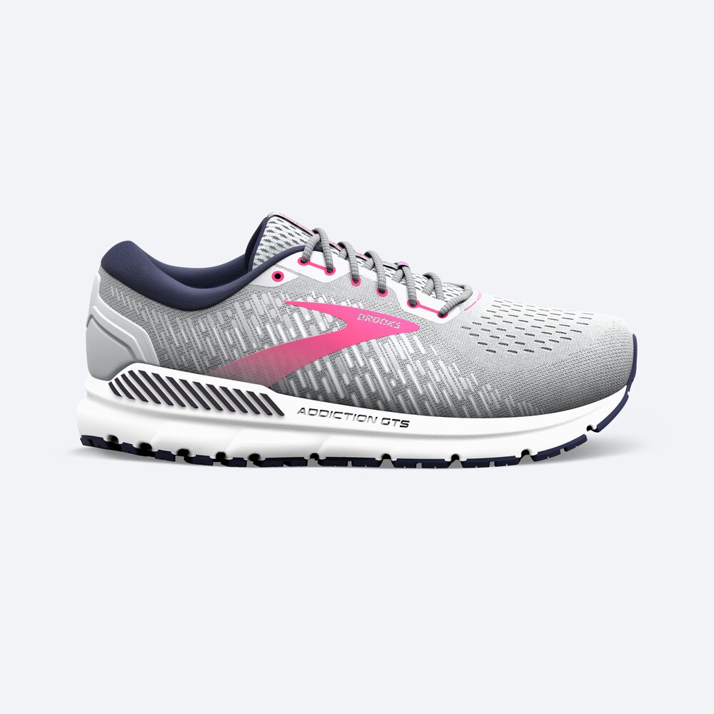 Brooks Addiction GTS 15 Kadın Koşu Ayakkabısı Gri/Lacivert/Pembe | TR-812340