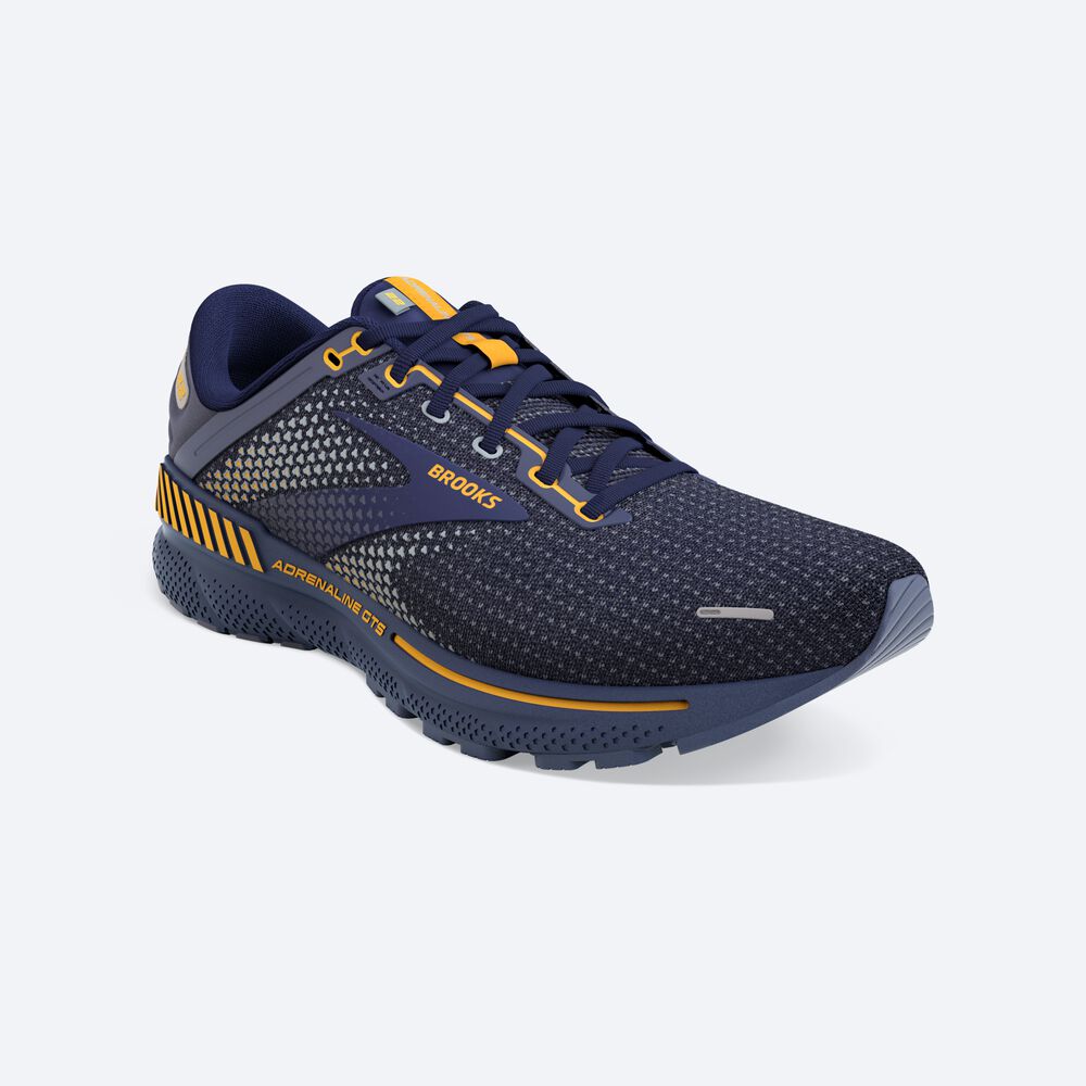 Brooks Adrenaline GTS 22 Erkek Koşu Ayakkabısı Lacivert/Gri/Turuncu Çiçekli | TR-301864