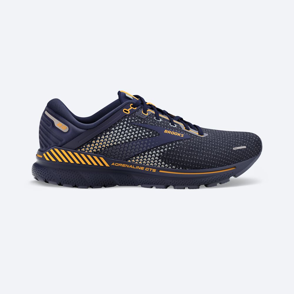 Brooks Adrenaline GTS 22 Erkek Koşu Ayakkabısı Lacivert/Gri/Turuncu Çiçekli | TR-301864