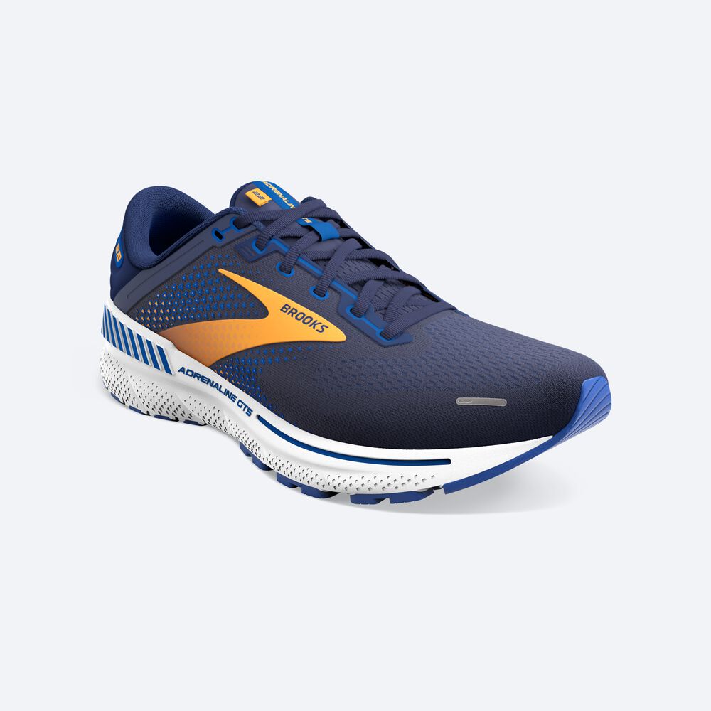 Brooks Adrenaline GTS 22 Erkek Koşu Ayakkabısı Lacivert/Turuncu/Beyaz | TR-359678