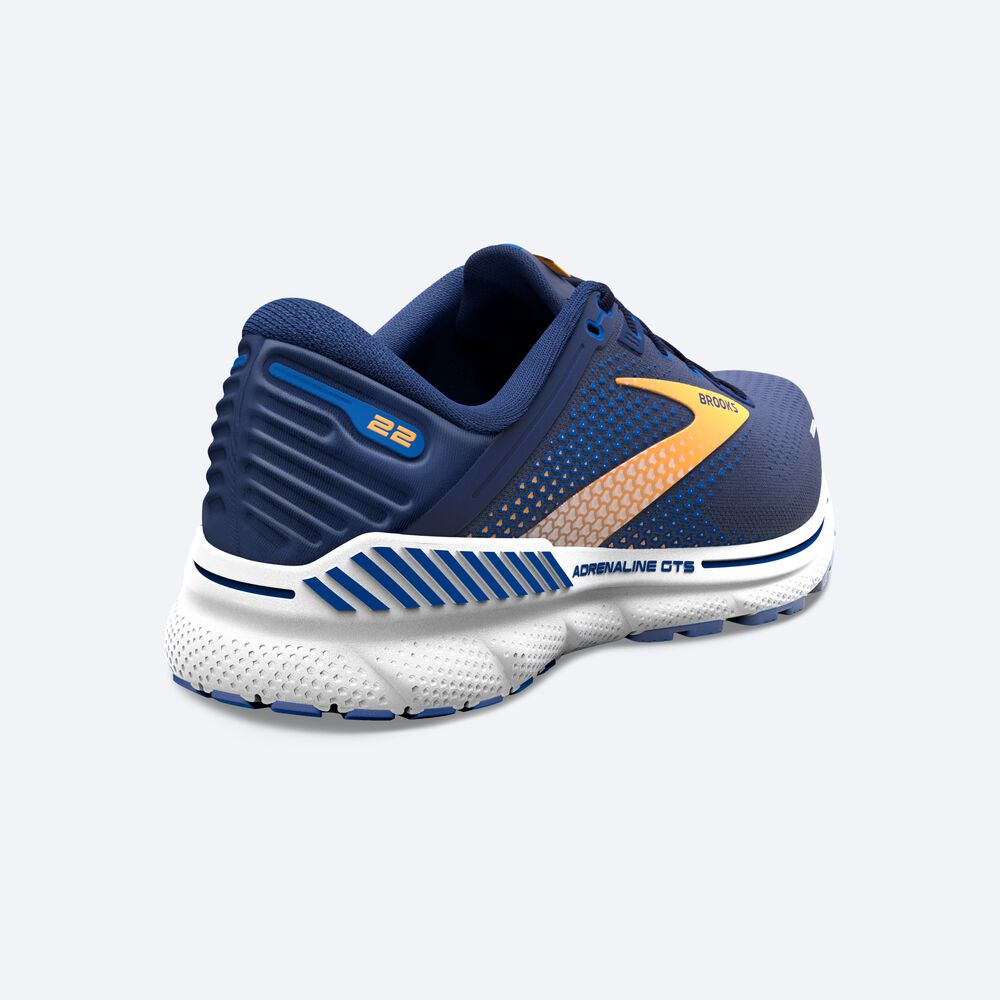 Brooks Adrenaline GTS 22 Erkek Koşu Ayakkabısı Lacivert/Turuncu/Beyaz | TR-359678