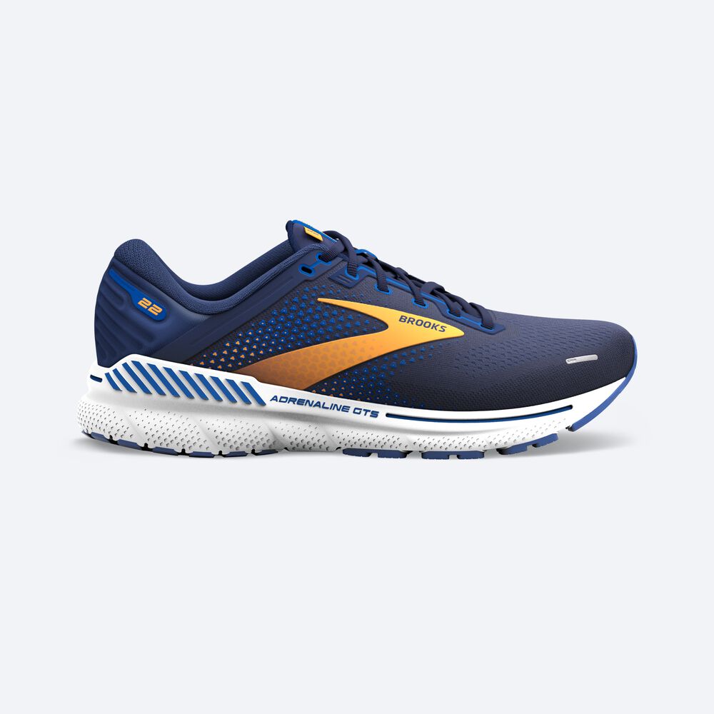 Brooks Adrenaline GTS 22 Erkek Koşu Ayakkabısı Lacivert/Turuncu/Beyaz | TR-359678