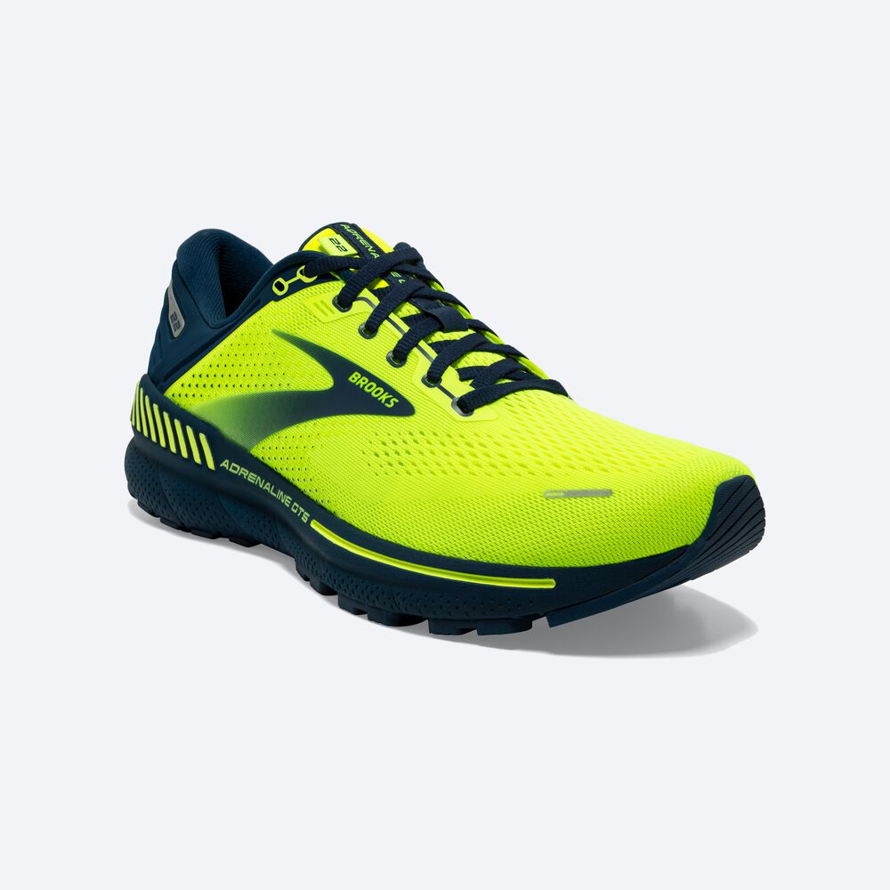 Brooks Adrenaline GTS 22 Erkek Koşu Ayakkabısı Sarı/Lacivert | TR-615974