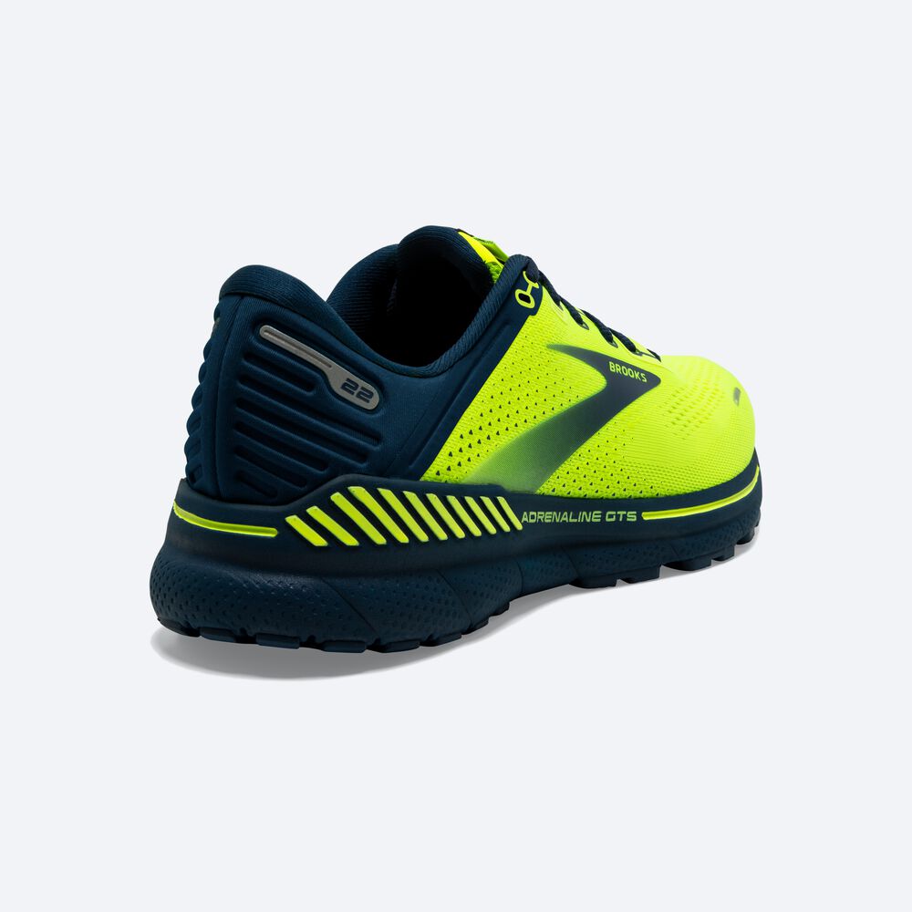 Brooks Adrenaline GTS 22 Erkek Koşu Ayakkabısı Sarı/Lacivert | TR-615974