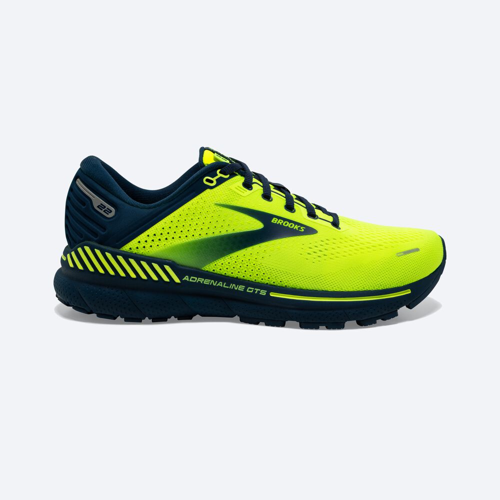 Brooks Adrenaline GTS 22 Erkek Koşu Ayakkabısı Sarı/Lacivert | TR-615974