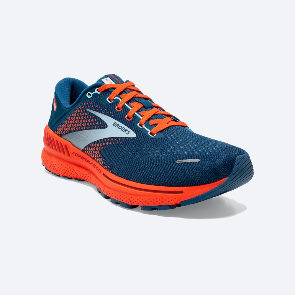 Brooks Adrenaline GTS 22 Erkek Koşu Ayakkabısı Mavi/Açık Mavi/Turuncu | TR-873120