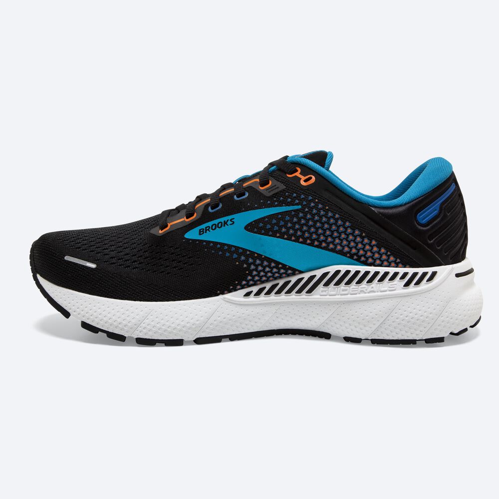 Brooks Adrenaline GTS 22 Erkek Koşu Ayakkabısı Siyah/Mavi/Turuncu | TR-893621