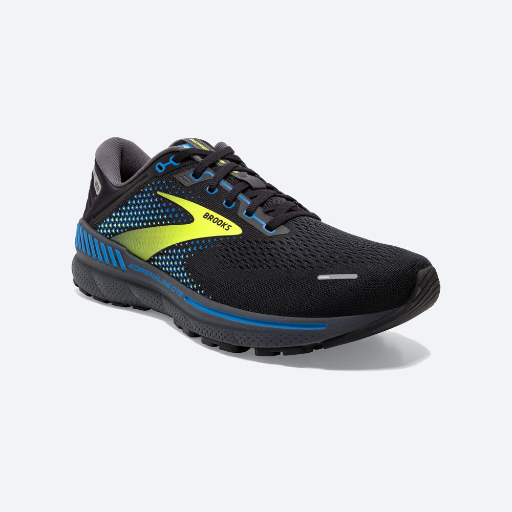 Brooks Adrenaline GTS 22 Erkek Koşu Ayakkabısı Siyah/Mavi | TR-980612