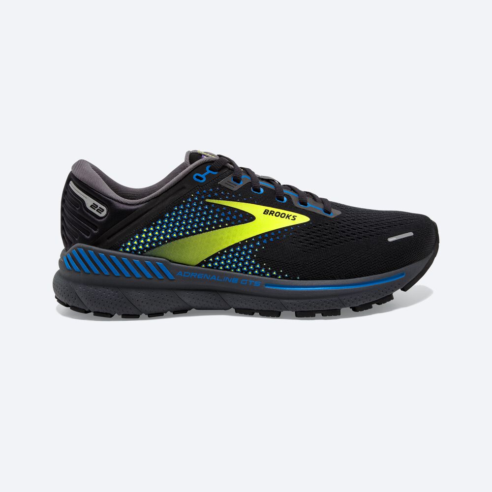 Brooks Adrenaline GTS 22 Erkek Koşu Ayakkabısı Siyah/Mavi | TR-980612