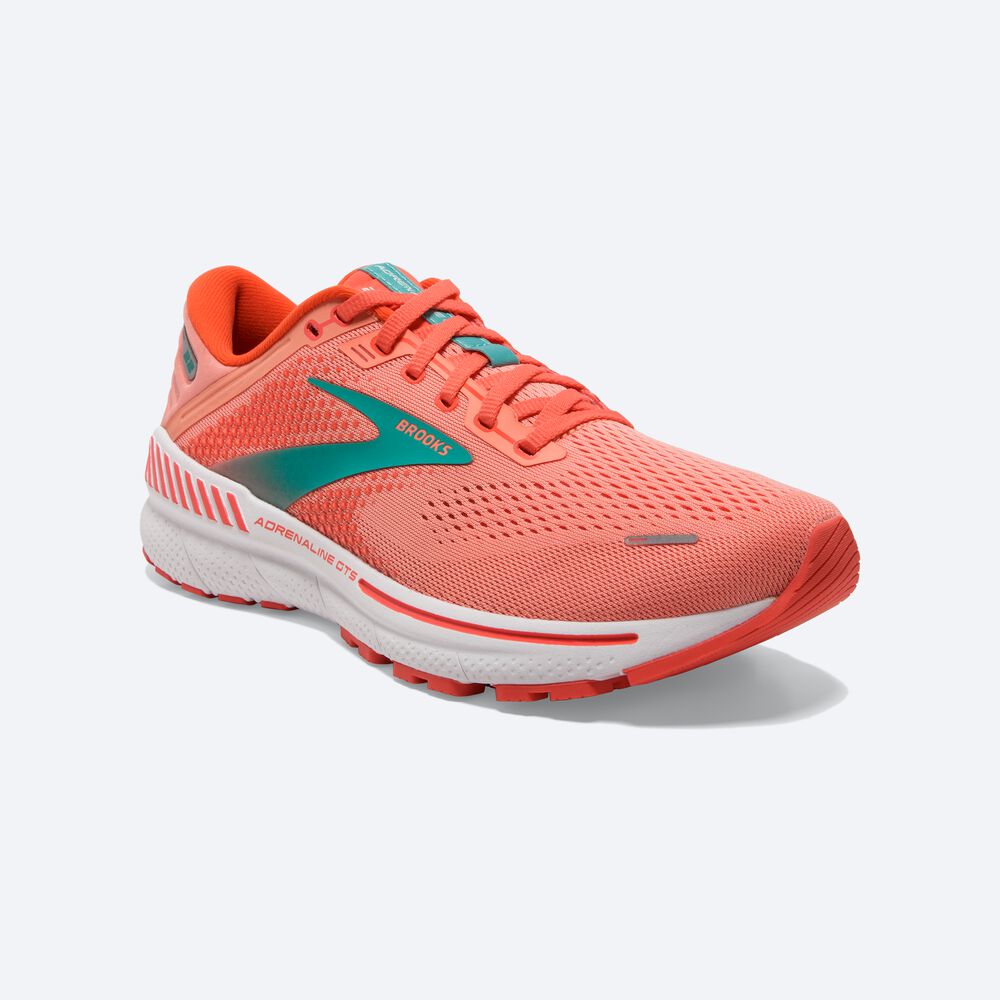 Brooks Adrenaline GTS 22 Kadın Koşu Ayakkabısı Mercan/Beyaz | TR-165708