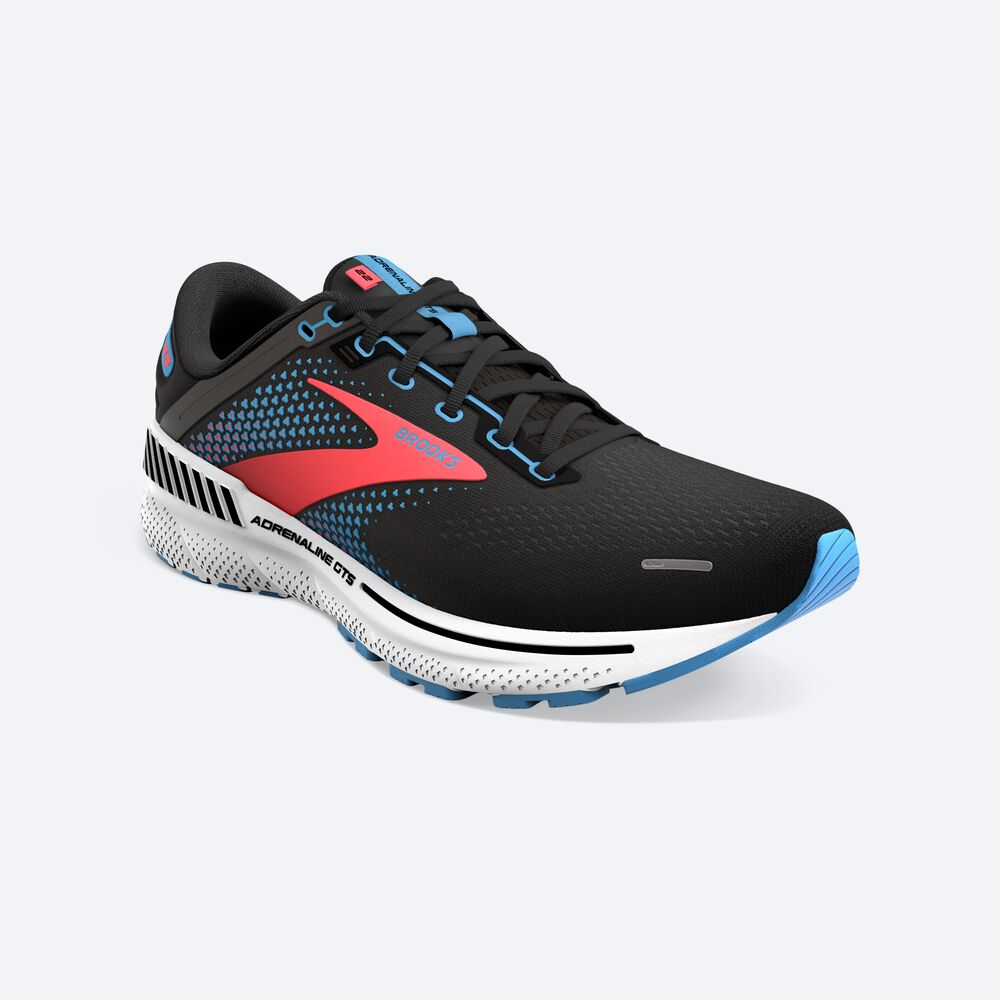 Brooks Adrenaline GTS 22 Kadın Koşu Ayakkabısı Siyah/Mavi/Mercan | TR-298750