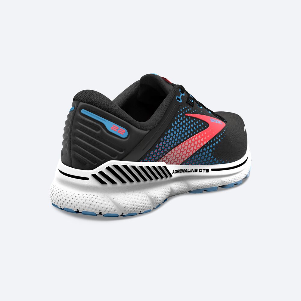 Brooks Adrenaline GTS 22 Kadın Koşu Ayakkabısı Siyah/Mavi/Mercan | TR-298750