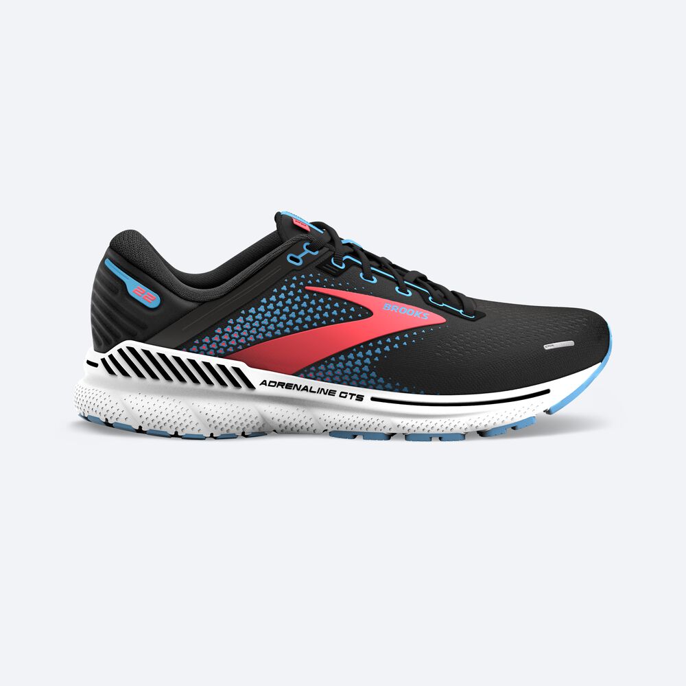 Brooks Adrenaline GTS 22 Kadın Koşu Ayakkabısı Siyah/Mavi/Mercan | TR-298750