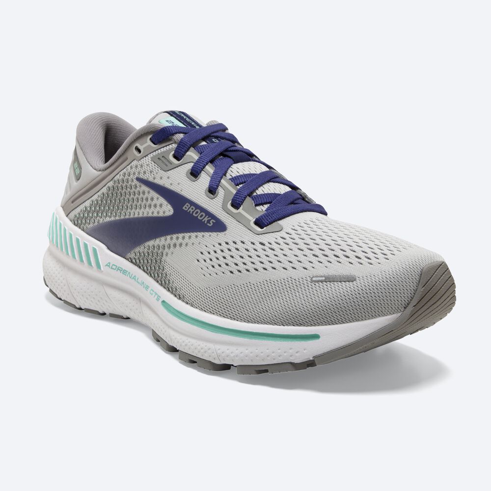 Brooks Adrenaline GTS 22 Kadın Koşu Ayakkabısı Gri/Mavi/Yeşil | TR-470316