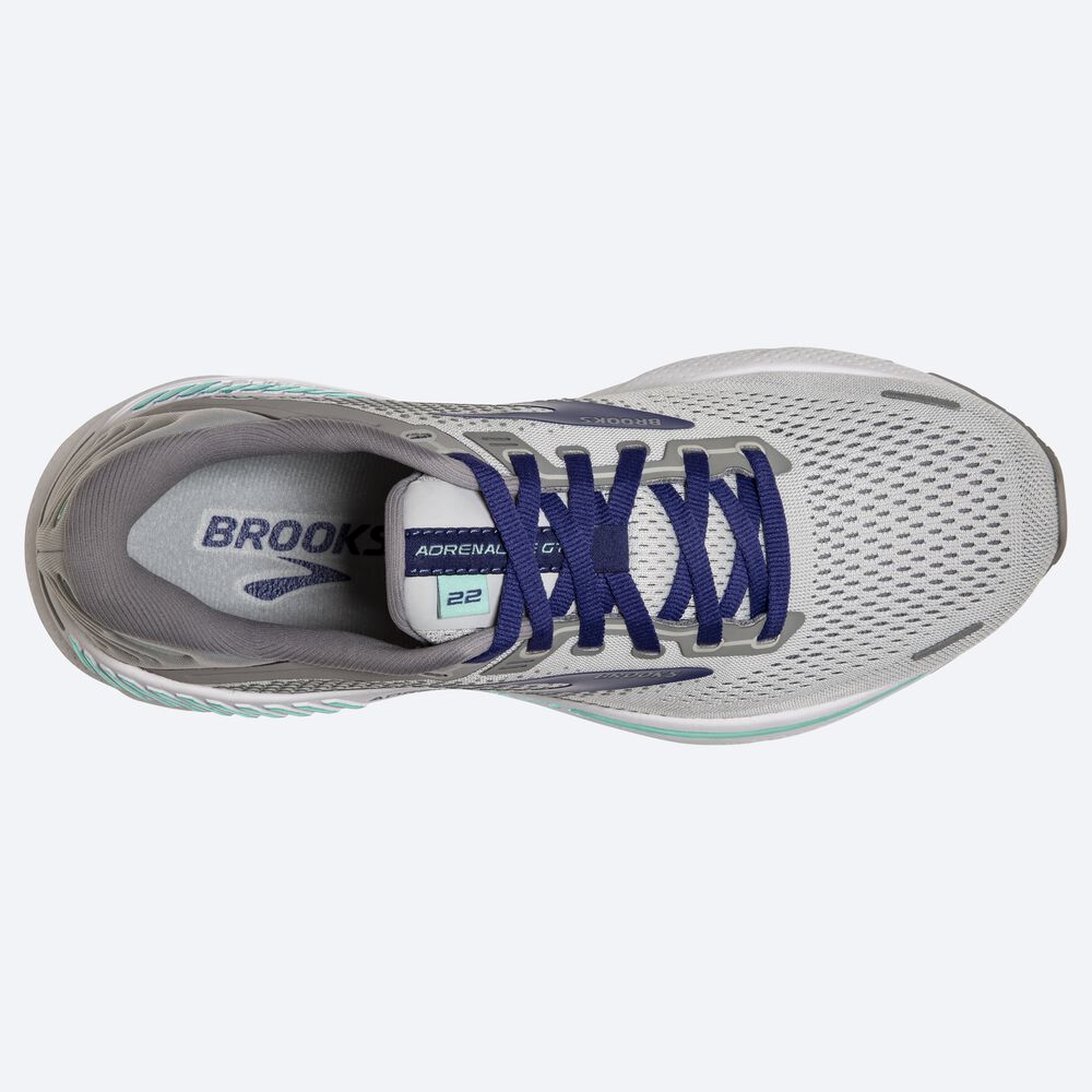 Brooks Adrenaline GTS 22 Kadın Koşu Ayakkabısı Gri/Mavi/Yeşil | TR-470316