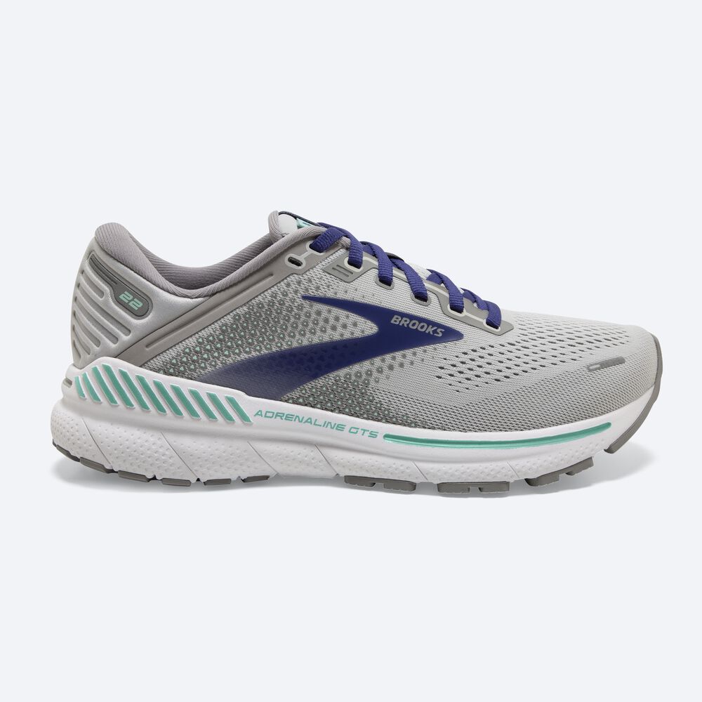 Brooks Adrenaline GTS 22 Kadın Koşu Ayakkabısı Gri/Mavi/Yeşil | TR-470316