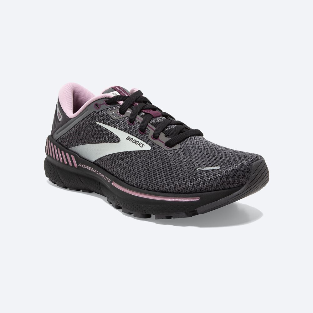 Brooks Adrenaline GTS 22 Kadın Koşu Ayakkabısı Siyah/Açık Yeşil | TR-516298