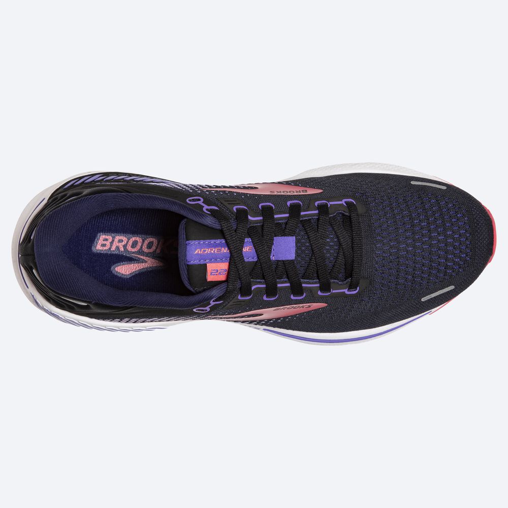 Brooks Adrenaline GTS 22 Kadın Koşu Ayakkabısı Siyah/Mor/Mercan | TR-526970