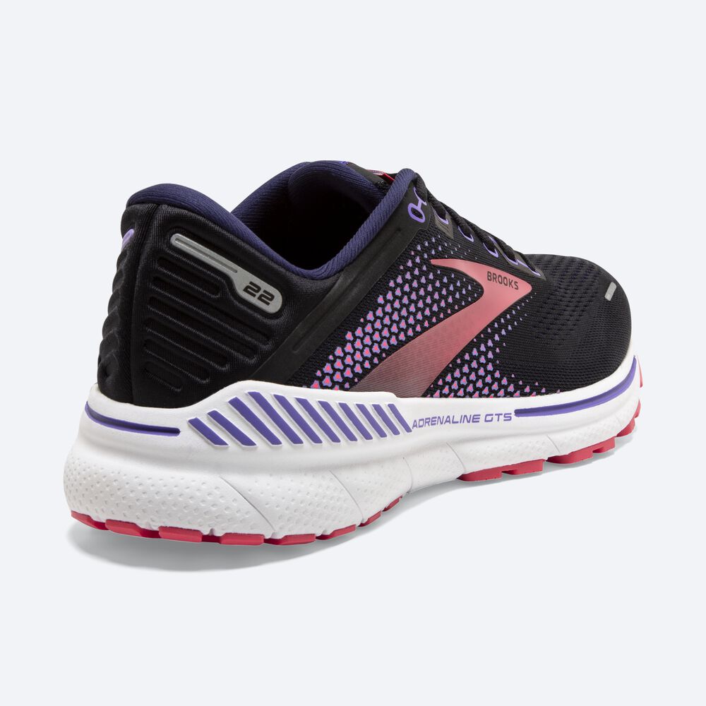 Brooks Adrenaline GTS 22 Kadın Koşu Ayakkabısı Siyah/Mor/Mercan | TR-526970