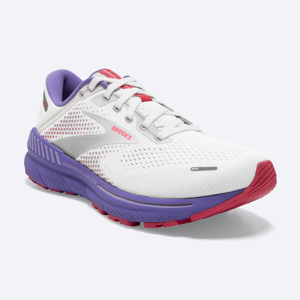 Brooks Adrenaline GTS 22 Kadın Koşu Ayakkabısı Beyaz/Mercan/Mor | TR-579361