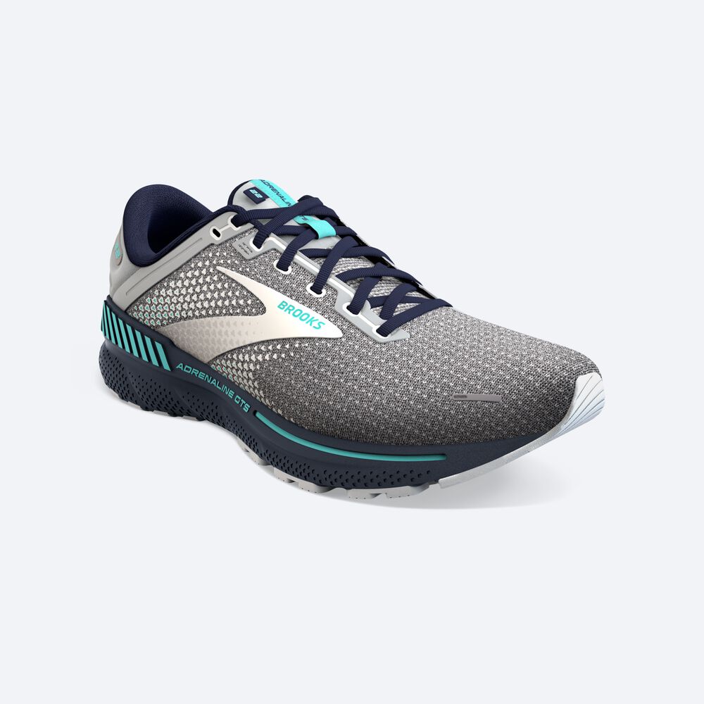 Brooks Adrenaline GTS 22 Kadın Koşu Ayakkabısı Gri/Lacivert | TR-605297