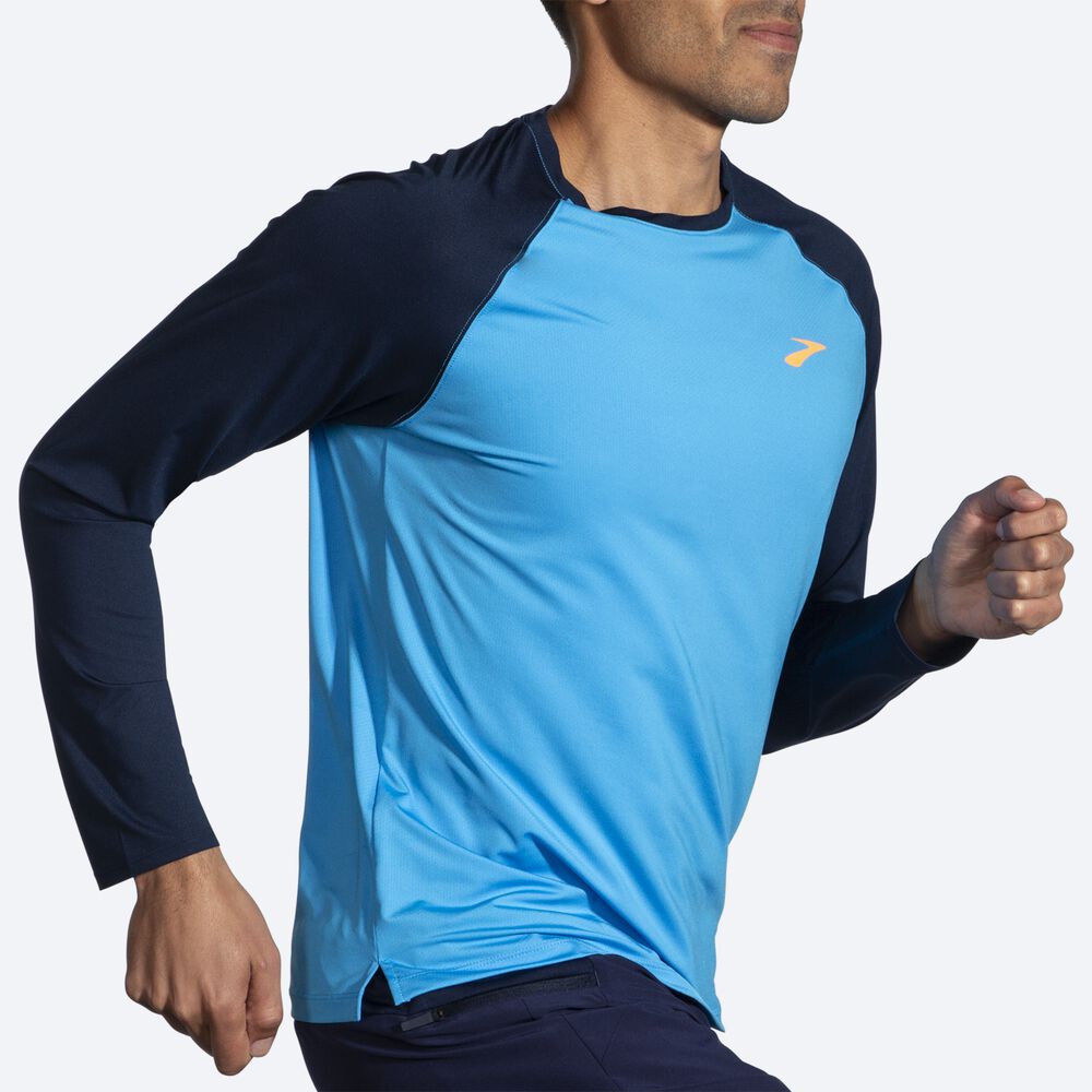 Brooks Atmosphere Long Sleeve 2.0 Erkek Tişört Mavi/Lacivert | TR-047815