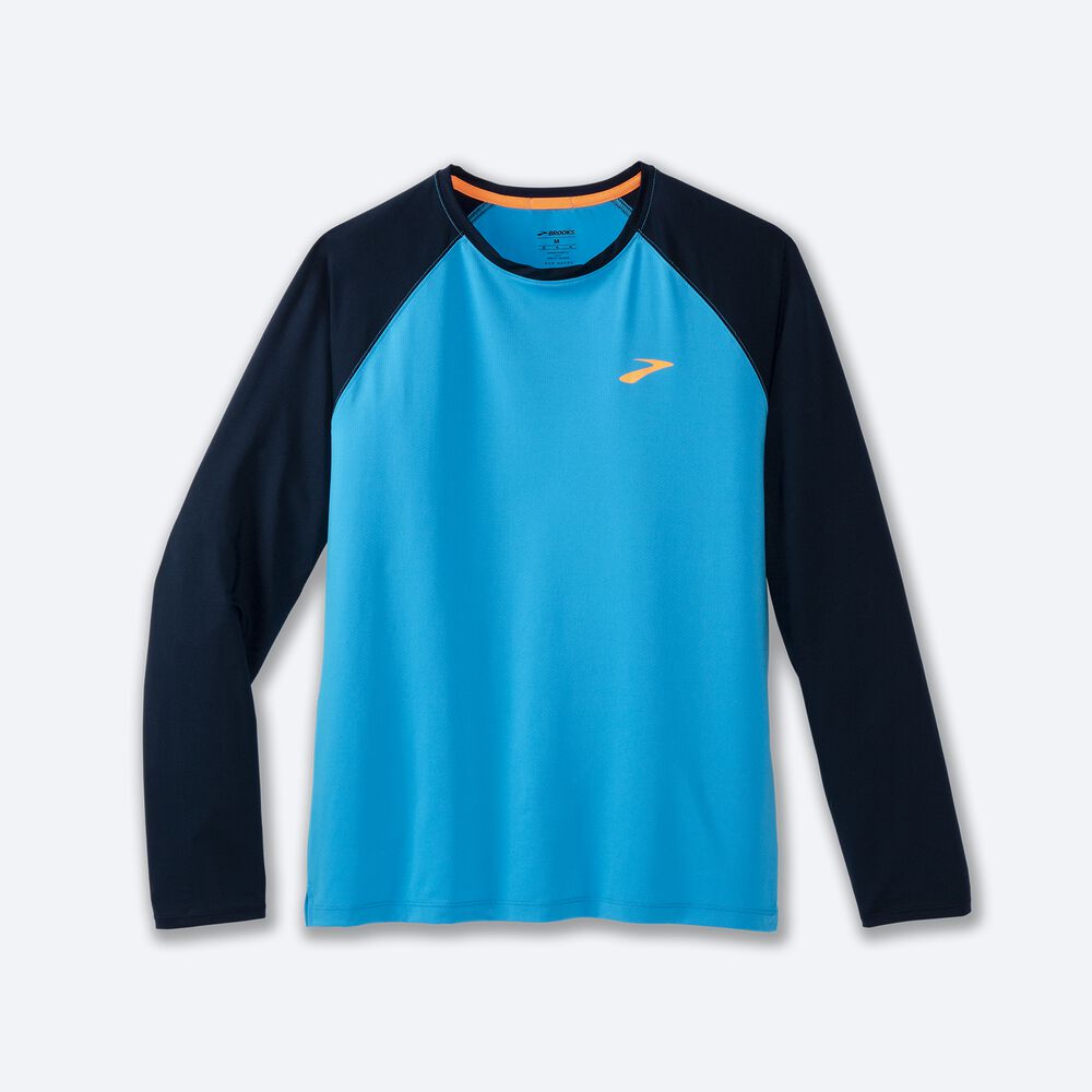 Brooks Atmosphere Long Sleeve 2.0 Erkek Tişört Mavi/Lacivert | TR-047815