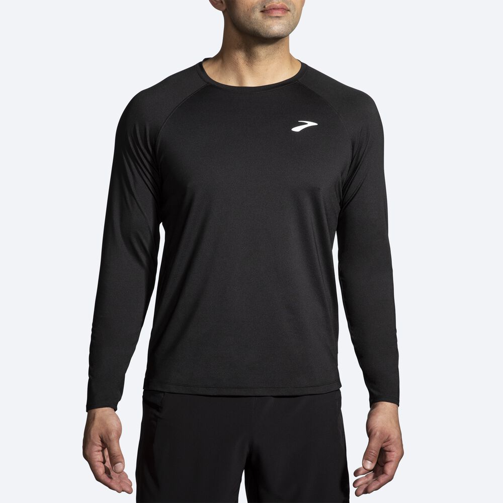 Brooks Atmosphere Long Sleeve 2.0 Erkek Tişört Siyah | TR-183294