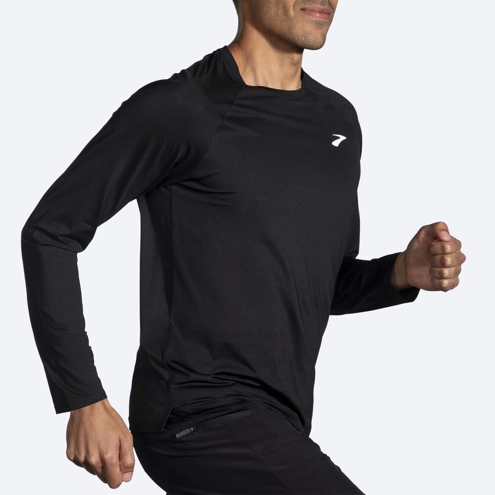 Brooks Atmosphere Long Sleeve 2.0 Erkek Tişört Siyah | TR-183294