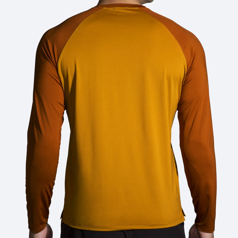 Brooks Atmosphere Long Sleeve 2.0 Erkek Tişört Sarı/Kahverengi | TR-804351