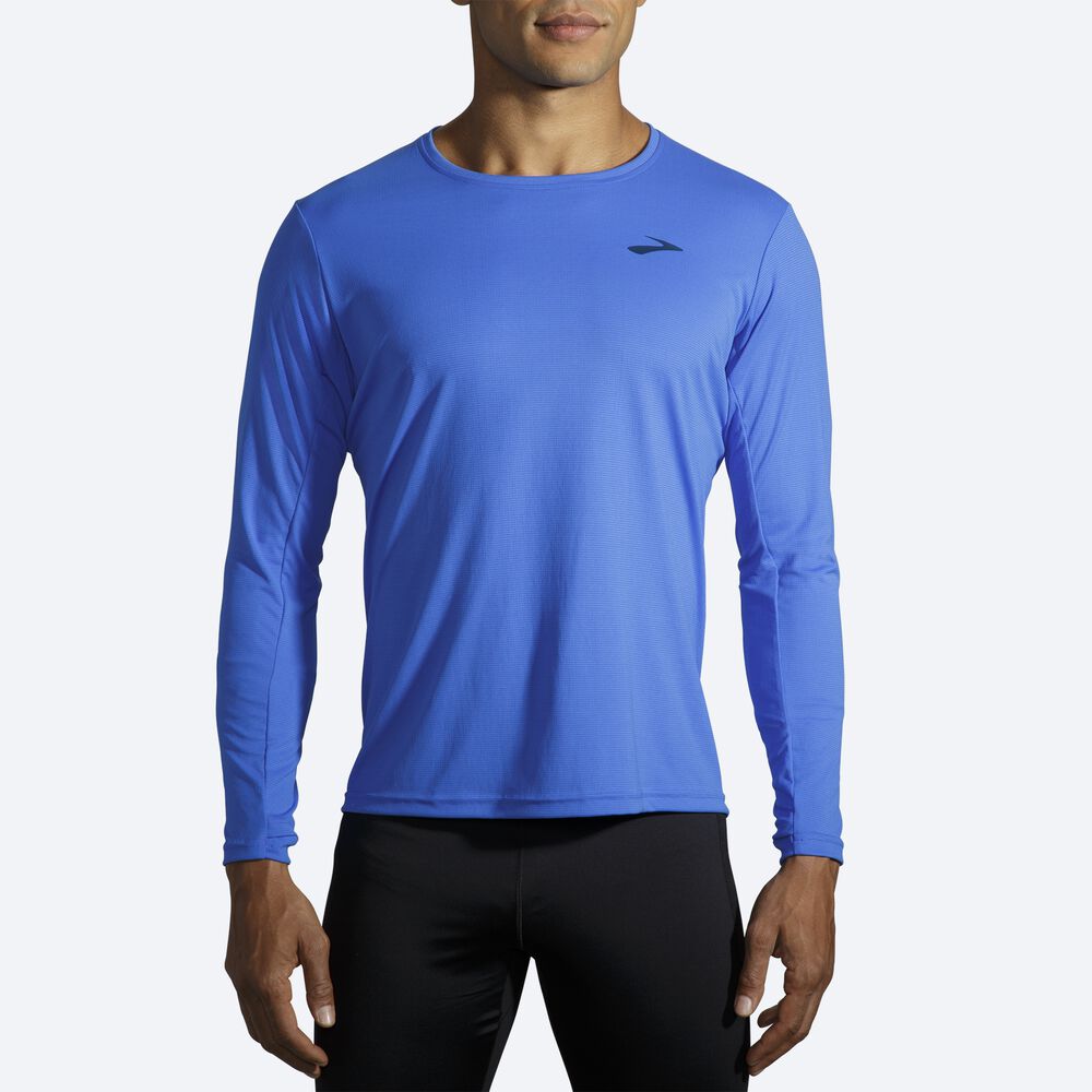 Brooks Atmosphere Long Sleeve Erkek Tişört Mavi | TR-154238