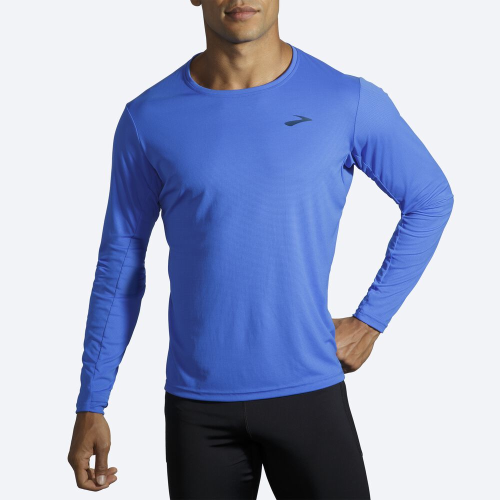 Brooks Atmosphere Long Sleeve Erkek Tişört Mavi | TR-154238