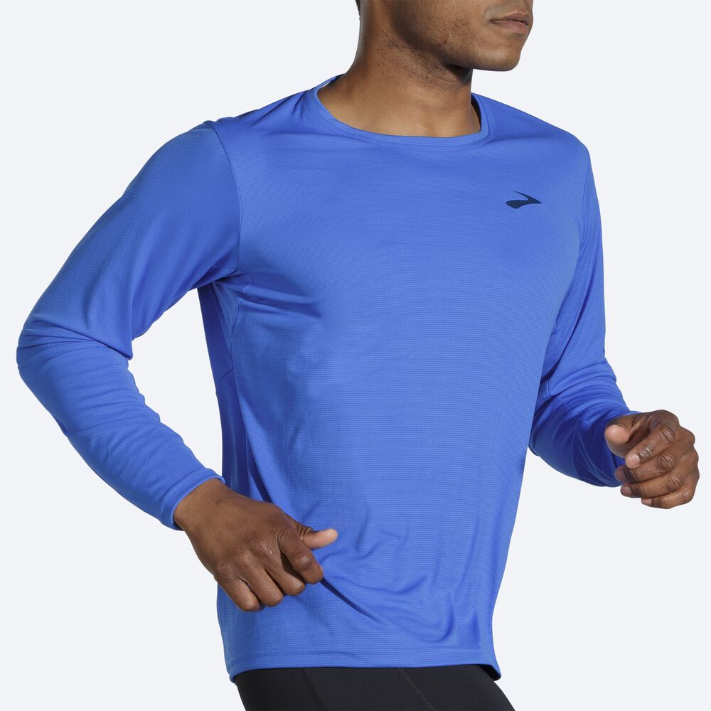 Brooks Atmosphere Long Sleeve Erkek Tişört Mavi | TR-154238