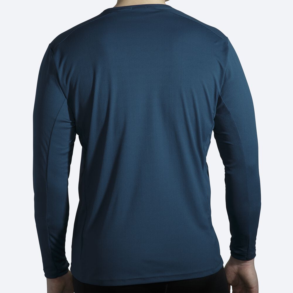 Brooks Atmosphere Long Sleeve Erkek Tişört Indigo | TR-286901