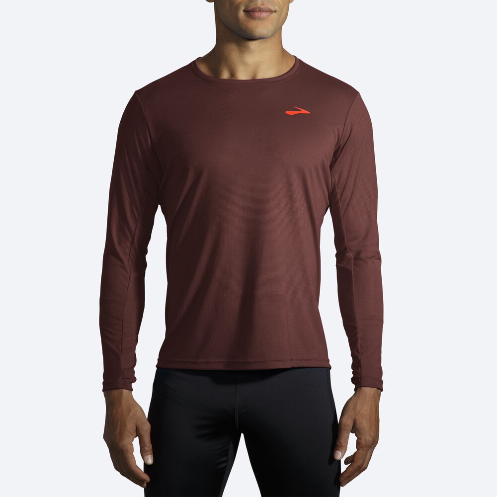 Brooks Atmosphere Long Sleeve Erkek Tişört Çikolata | TR-450238